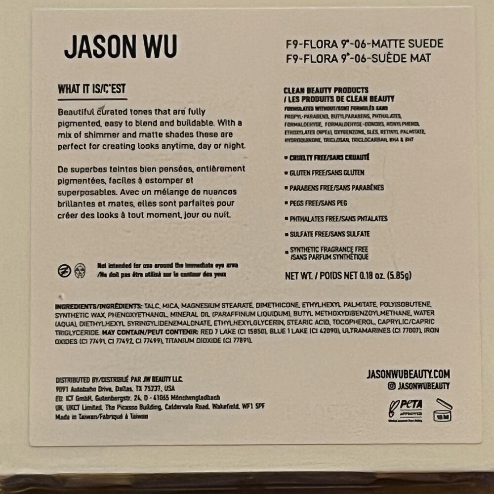 Jason Wu Beauty Matte Suede Eyeshadow Palette 9 Shades Neutral Green Taupe - Picture 8 of 10